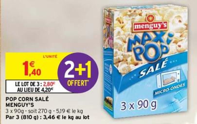 Menguy's - Pop Corn Salé offre à 1,4€ sur Intermarché