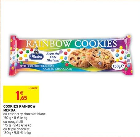 Merba - Cookies Rainbow offre à 1,65€ sur Intermarché