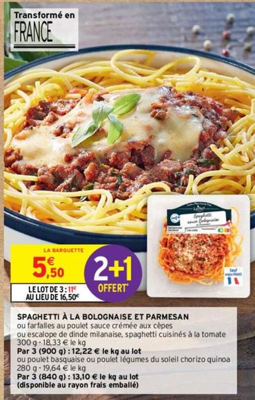 Spaghetti À La Bolognaise Et Parmesan offre à 5,5€ sur Intermarché