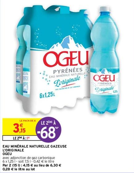 Ogeu - Eau Minérale Naturelle Gazeuse offre à 3,15€ sur Intermarché