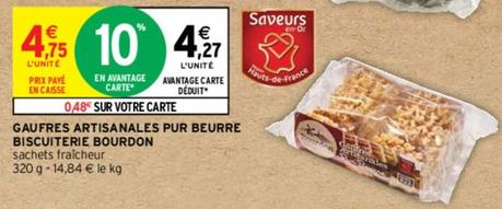 Biscuiterie Bourdon - Gaufres Artisanales Pur Beurre offre à 4,75€ sur Intermarché