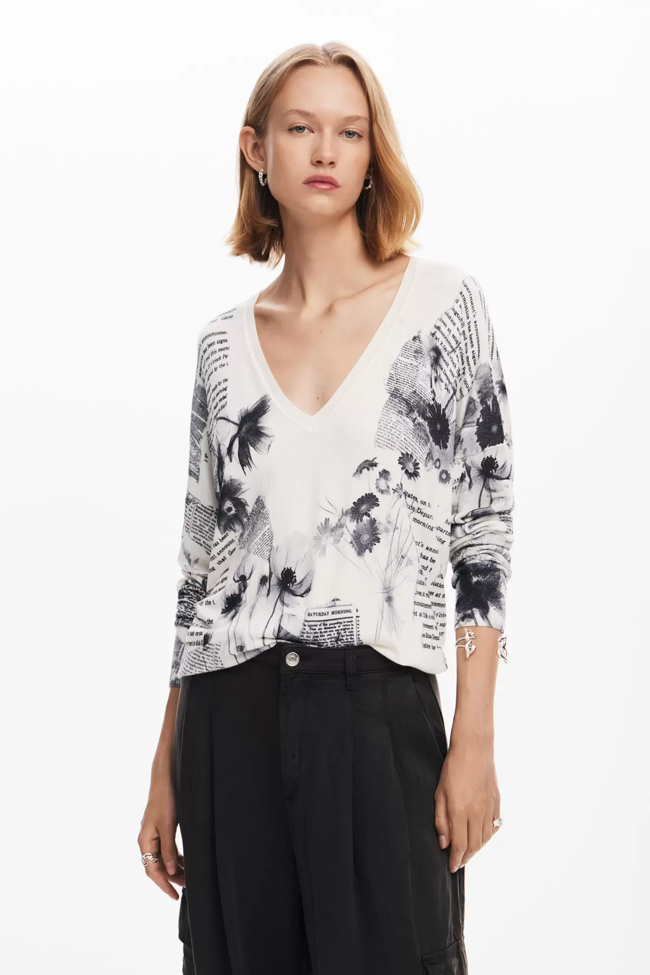 Pull en maille imprimé textes offre à 55,96€ sur Desigual