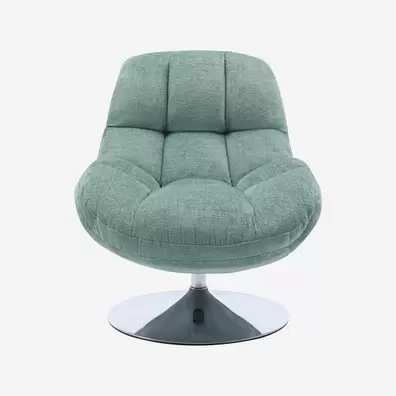 Mogliano -  Fauteuil pivotant en tissu chenille et métal chromé - Bleu ciel offre à 399€ sur Habitat