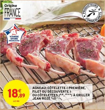 Jean Rozé - Agneau: Côtelette (Première)  offre à 18,89€ sur Intermarché Contact