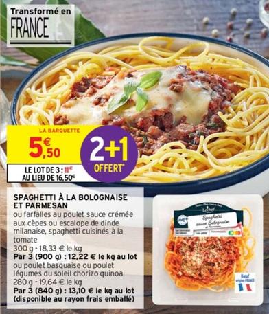 Spaghetti À La Bolognaise Et Parmesan offre à 5,5€ sur Intermarché Contact