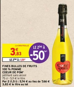 Coeur De Pom' - Fines Bulles De Fruits 100 % Pomme  offre à 3,83€ sur Intermarché Contact