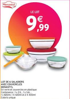 Menastyl - Lot De 6 Saladiers Avec Couvercles offre à 9,99€ sur Intermarché Express