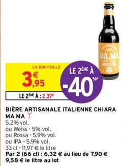 Ma Ma - Bière Artisanale Italienne Chiara  offre à 3,95€ sur Intermarché Express