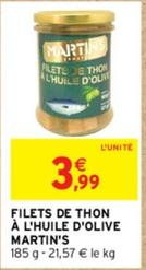 Martin's - Filets De Thon À L'huile D'olive offre à 3,99€ sur Intermarché Express