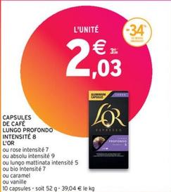 L'or - Capsules De Café Lungo Profondo Intensité 8 offre à 2,03€ sur Intermarché Express