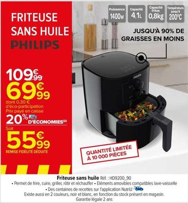 Philips - Friteuse Sans Huile Réf.: HD9200_90 offre à 69,99€ sur Carrefour