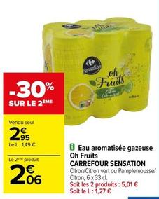 Carrefour - Eau Aromatisée Gazeuse Oh Fruits  offre à 2,95€ sur Carrefour