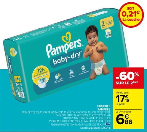 Pampers - Couches offre à 17,15€ sur Carrefour