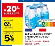 Carrefour - Lait U.h.t. Demi-écrémé Classic' offre à 6,48€ sur Carrefour