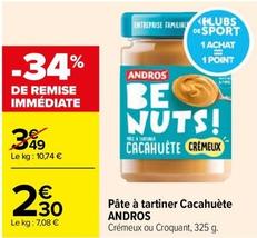 Andros - Pate A Tartiner Cacahuete  offre à 2,3€ sur Carrefour