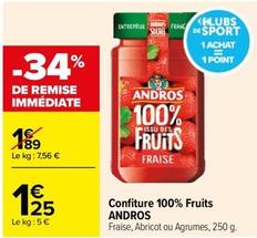 Andros - Confiture 100% Fruits  offre à 1,25€ sur Carrefour