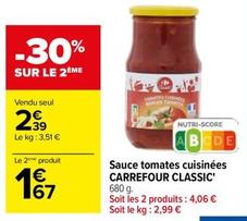 Carrefour - Sauce Tomates Cuisinees  offre à 2,39€ sur Carrefour