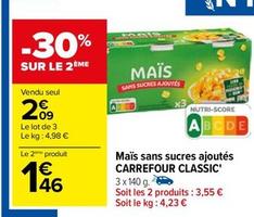 Carrefour - Maïs Sans Sucres Ajoutés Classic offre à 2,09€ sur Carrefour