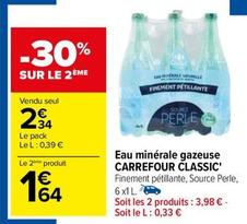 Carrefour - Eau Minérale Gazeuse Classic' offre à 2,34€ sur Carrefour