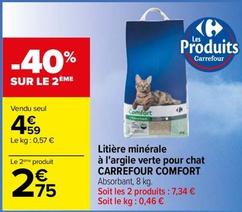Carrefour - Litière Minérale À L'argile Verte Pour Chat Comfort offre à 4,59€ sur Carrefour