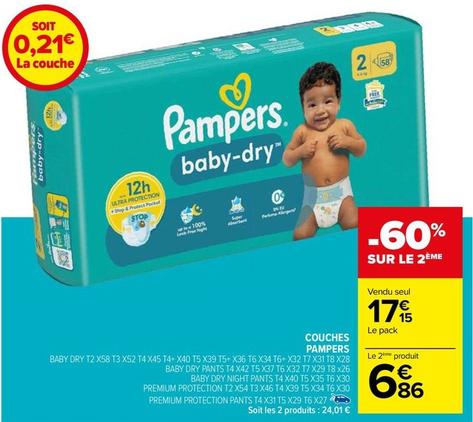 Pampers - Couches offre à 17,15€ sur Carrefour