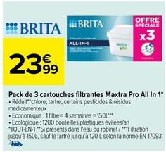Brita - Pack De 3 Cartouches Filtrantes Maxtra Pro All In 1 offre à 23,99€ sur Carrefour