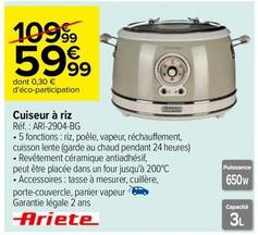 Ariete - Cuiseur À Riz Réf.: ARI-2904-BG offre à 59,99€ sur Carrefour