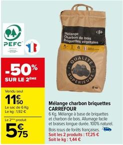 Carrefour - Melange Charbon Briquettes  offre à 11,5€ sur Carrefour