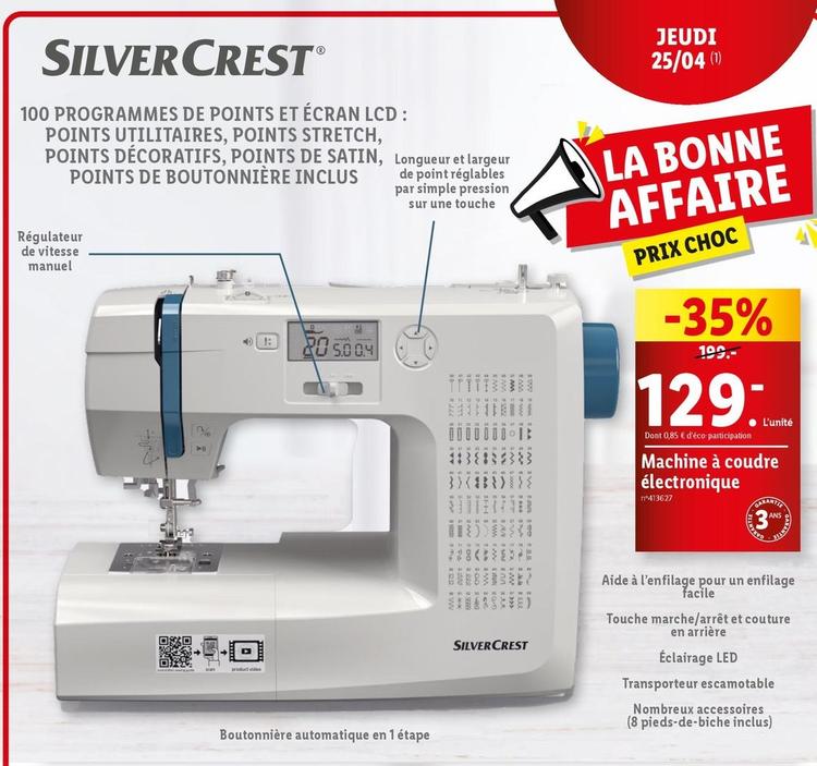 Silvercrest - Machine À Coudre Électronique offre à 129€ sur Lidl