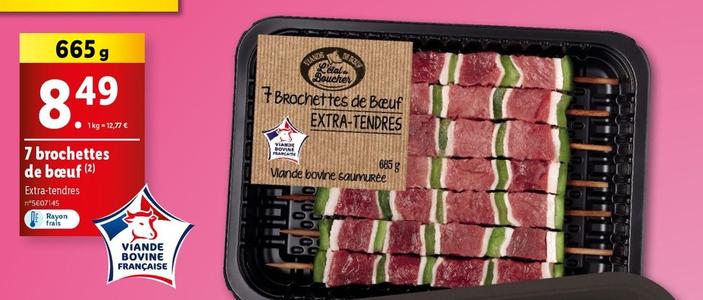 7 Brochettes De Bœuf offre à 8,49€ sur Lidl