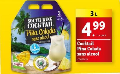 South King Cocktail - Cocktail Pina Colada Sans Alcool offre à 4,99€ sur Lidl