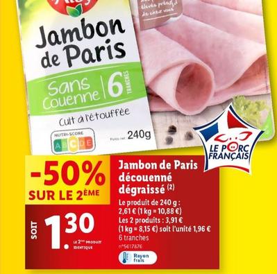 Saint Alby - Jambon De Paris Découenné Dégraissé offre à 2,61€ sur Lidl