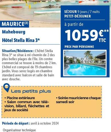 maurice mahebourg hôtel stella rina 3*