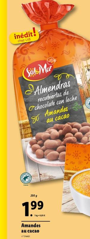 Sol Mar - Amandes Au Cacao offre à 1,99€ sur Lidl
