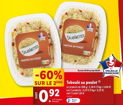 Saladinettes - Taboulé Au Poulet offre à 0,92€ sur Lidl
