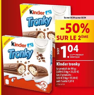 Ferrero - Kinder Tronky offre à 2,09€ sur Lidl
