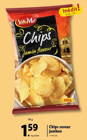 Sol&Mar - Chips Saveur Jambon offre à 1,59€ sur Lidl