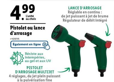 Pistolet Ou Lance D'Arrosage offre à 4,99€ sur Lidl