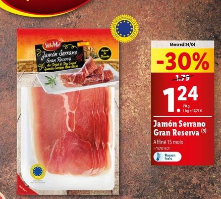 Sol Mar - Jamon Serrano Gran Reserva offre à 1,24€ sur Lidl