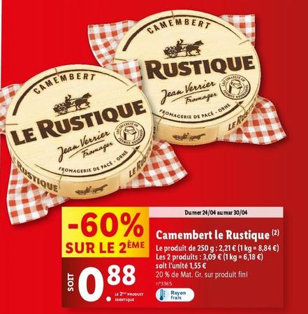 Le Rustique - Camembert offre à 0,88€ sur Lidl