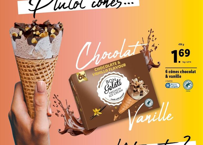 Bon Gelati - 6 Cônes Chocolat & Vanille