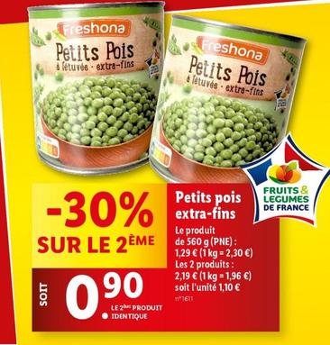 Freshona - Petits Pois Extra-Fins offre à 1,29€ sur Lidl