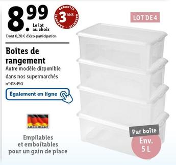 Boîtes De Rangement offre à 8,99€ sur Lidl