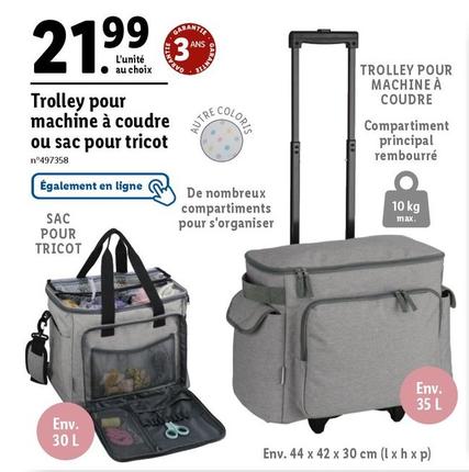 Trolley Pour Machine À Coudre Ou Sac Pour Tricot offre à 21,99€ sur Lidl