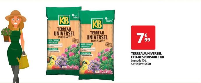 Kb - Terreau Universel Eco-Responsable offre à 7,99€ sur Auchan Hypermarché