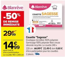 Blanrêve Couette "Sagesse" offre à 14,99€ sur Carrefour Contact