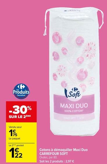 Carrefour - Cotons À Démaquiller Maxi Duo Soft offre à 1,75€ sur Carrefour Contact