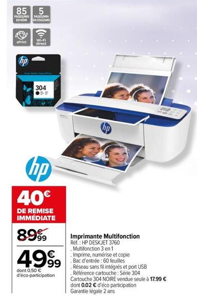 Hp - Imprimante Multifonction Réf.: Deskjet 3760 offre à 49,99€ sur Carrefour Contact