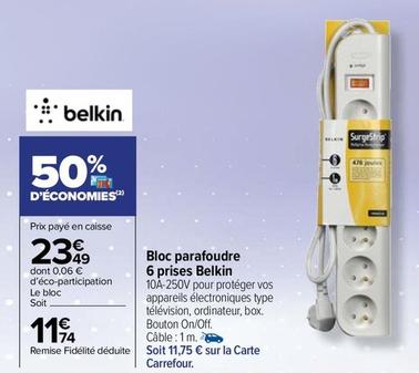 Belkin - Bloc Parafoudre 6 Prises offre à 23,49€ sur Carrefour Contact