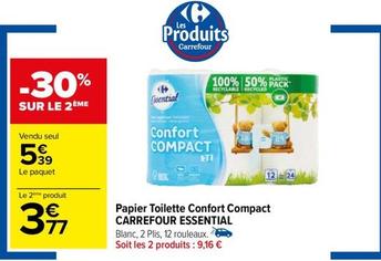 Carrefour - Papier Toilette Confort Compact  offre à 5,39€ sur Carrefour Drive